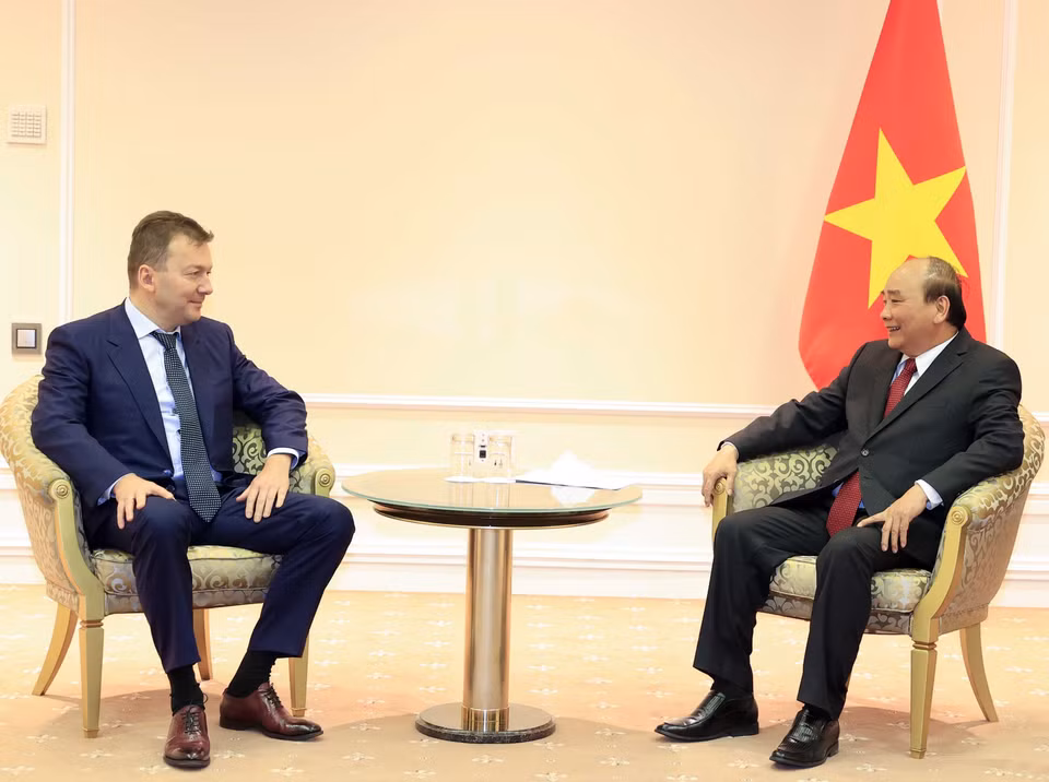 Chủ tịch nước Nguyễn Xuân Phúc tiếp ông Viktor Linnik, Chủ tịch Tập đoàn Miratorg. (Ảnh: Thống Nhất/TTXVN)