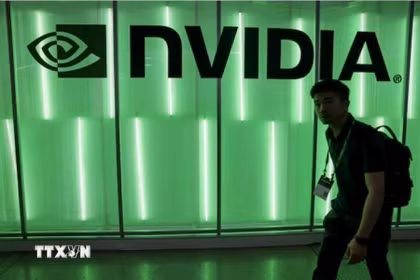 Biểu tượng của Tập đoàn Nvidia tại triển lãm máy tính ở Đài Loan (Trung Quốc), ngày 5/1/2024. (Ảnh: Reuters/TTXVN)