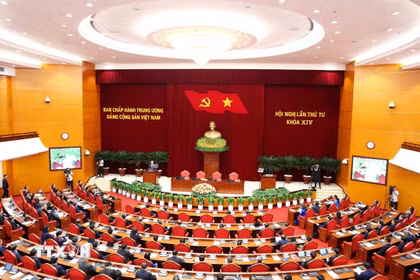 Phiên bế mạc Hội nghị lần thứ tư Ban Chấp hành Trung ương Đảng khóa XIV. (Ảnh: Phương Hoa/TTXVN)