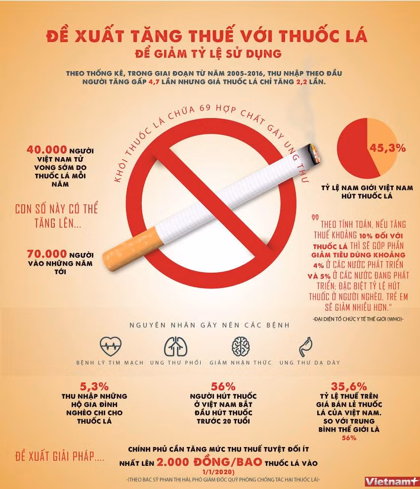 [Infographics] Đề xuất tăng thuế thuốc lá để giảm tỷ lệ sử dụng ảnh 1