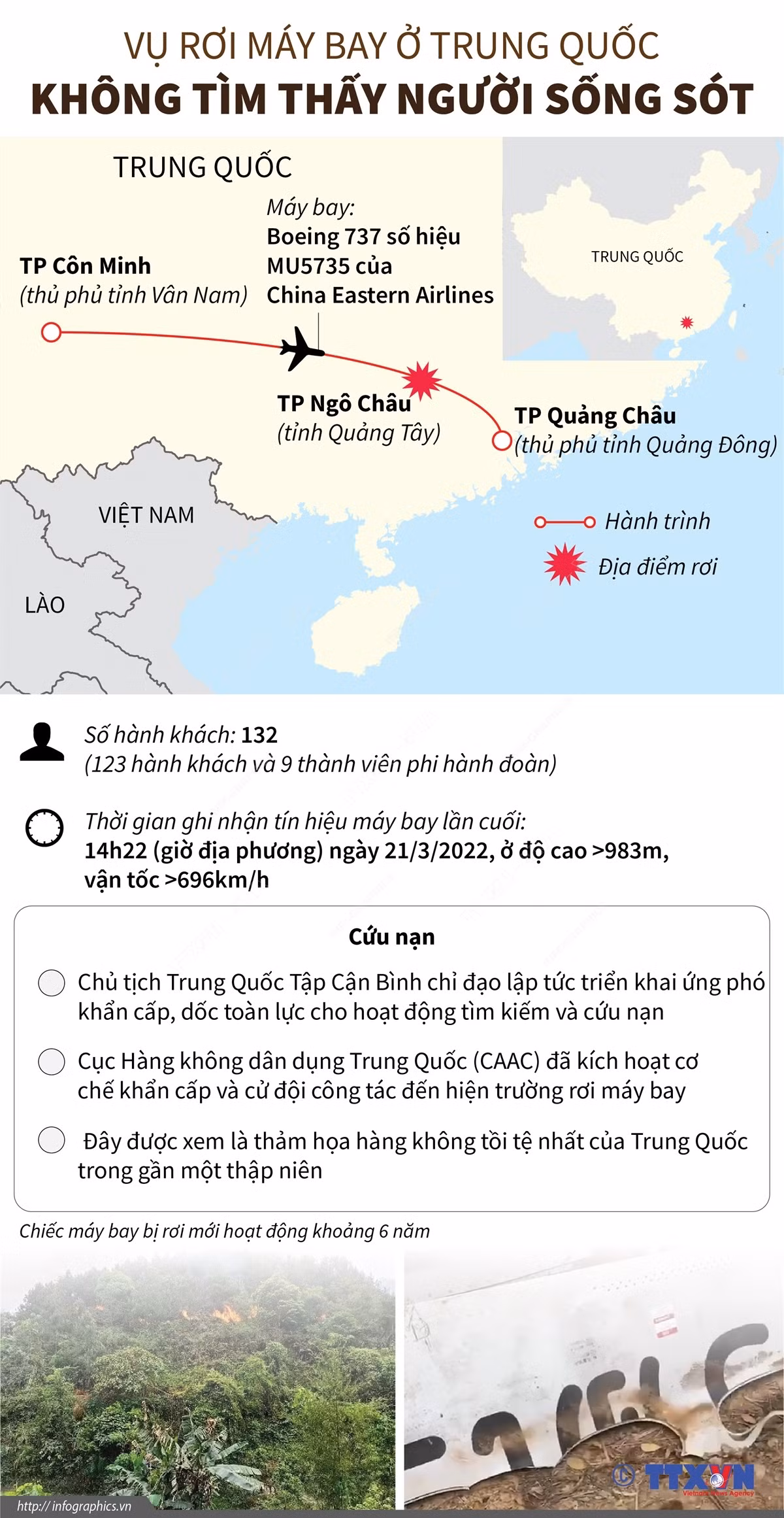 Không tìm thấy người sống sót trong vụ rơi máy bay ở Trung Quốc ảnh 1