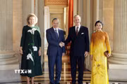 Tổng Bí thư, Chủ tịch nước Tô Lâm và Phu nhân Ngô Phương Ly hội kiến Nhà Vua Bỉ Philippe và Hoàng hậu Mathilde. (Ảnh: Thống Nhất/TTXVN)