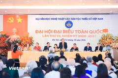 Đại hội Đại biểu toàn quốc lần thứ VII (2026 – 2031) Hội Văn học nghệ thuật các dân tộc thiểu số Việt Nam diễn ra sáng nay 6/10. (Ảnh: Hoài Nam/Vietnam+)