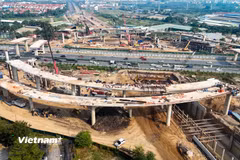 Khu vực "siêu nút giao" đường Vành đai 3,5 và Đại lộ Thăng Long. (Ảnh: Hoài Nam/Vietnam+)
