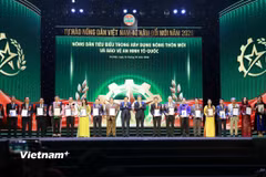 Lễ tôn vinh và trao danh hiệu "Nông dân Việt Nam xuất sắc 40 năm Đổi mới" năm 2026 diễn ra tối nay 12/10 tại Hà Nội. (Ảnh: Hoài Nam/Vietnam+)