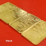 Vàng miếng SJC. (Ảnh: TTXVN)