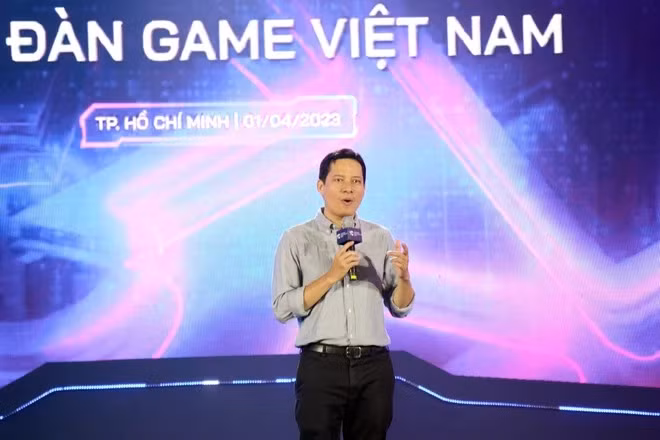 Ông Lê Quang Tự Do tại Diễn đàn Game Việt Nam 2023. (Ảnh: Tiến Lực/TTXVN)