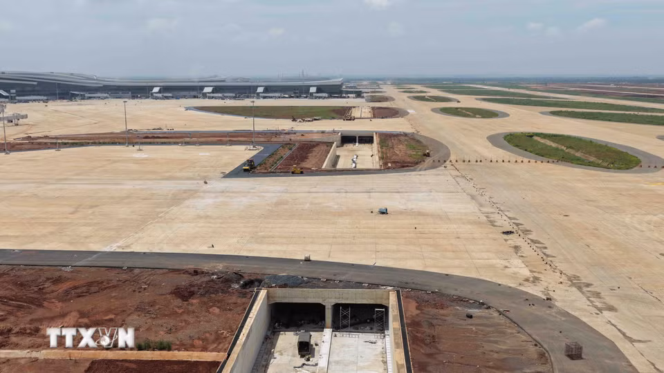 Hầm GSE phục vụ phương tiện mặt đất di chuyển dưới đường lăn và sân đỗ sân bay Long Thành mà không giao cắt trực tiếp với máy bay. (Ảnh: Công Phong/TTXVN)