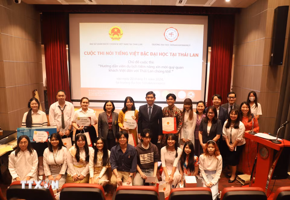 Cuộc thi nói tiếng Việt bậc đại học tại Thái Lan lần đầu tiên do trường Đại học Srinakharinwirot đăng cai tổ chức. (Ảnh: Đỗ Sinh/TTXVN)