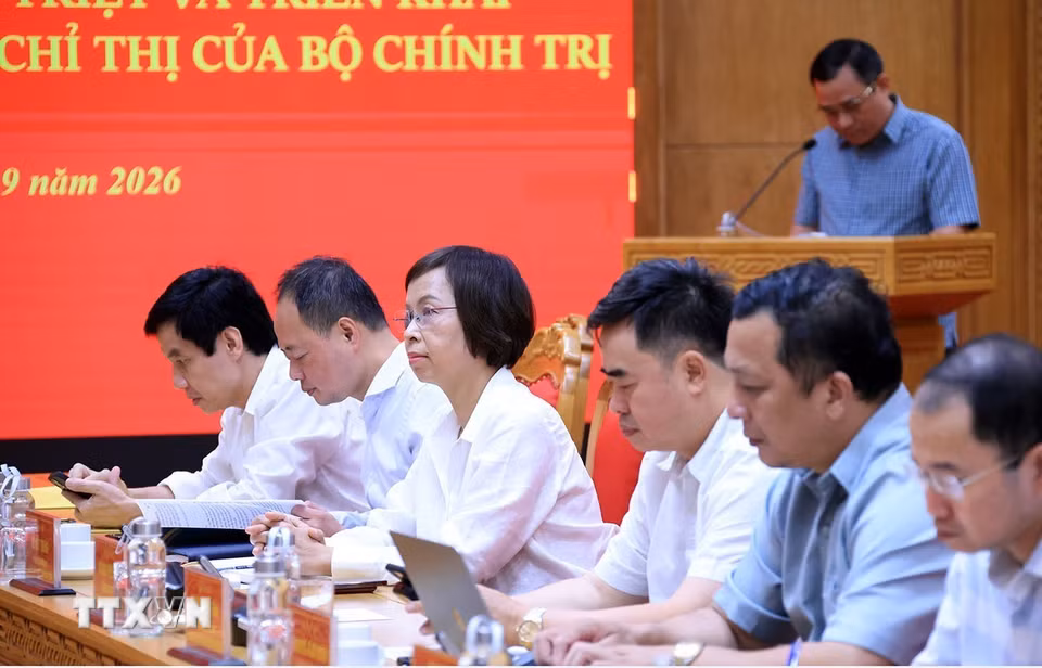Các đại biểu tham dự Hội nghị tại điểm cầu Đảng ủy các cơ quan Đảng Trung ương. (Ảnh: Tuấn Anh/TTXVN)
