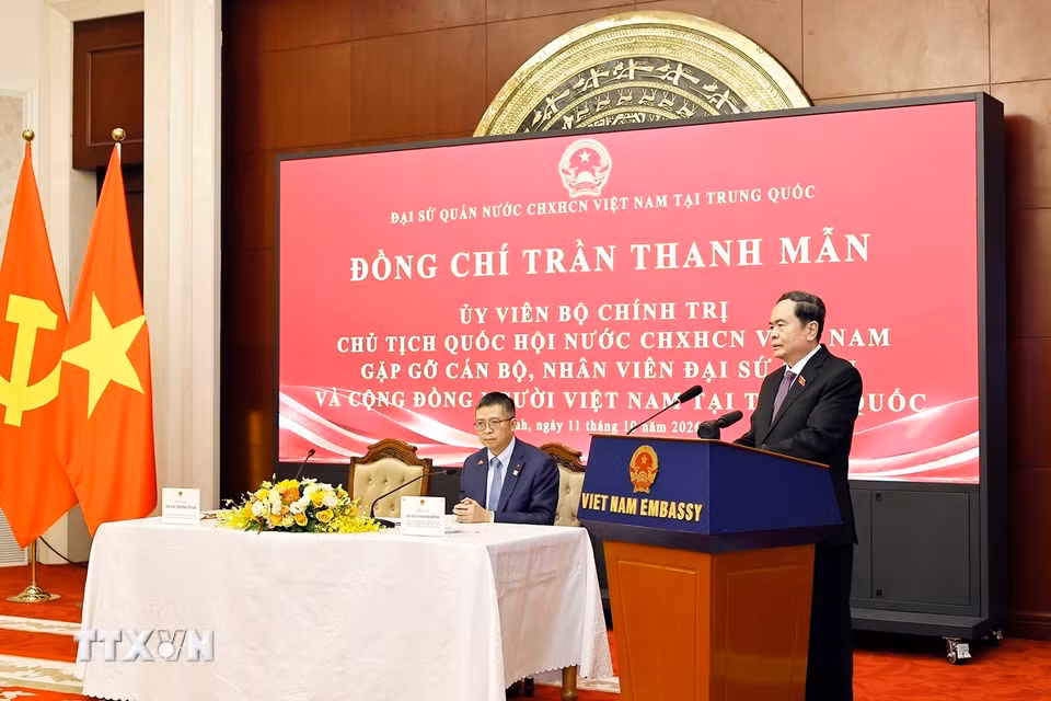 Chủ tịch Quốc hội Trần Thanh Mẫn phát biểu. (Ảnh: Doãn Tấn/TTXVN)