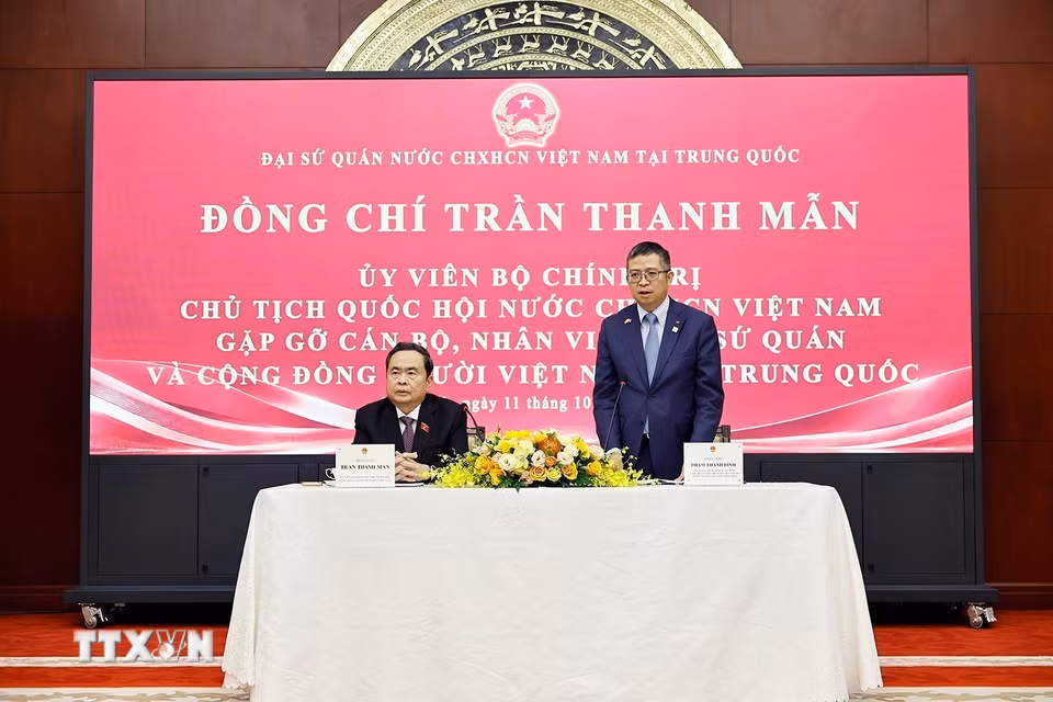 Đại sứ Việt Nam tại Trung Quốc Phạm Thanh Bình phát biểu. (Ảnh: Doãn Tấn/TTXVN)
