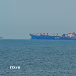 Tàu thương mại neo ngoài khơi Các tiểu vương quốc Arab thống nhất (UAE) trên eo biển Hormuz, ngày 2/3/2026. (Ảnh: Anadolu Agency/TTXVN)