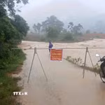 Một điểm ngập sâu tại xã Bát Mọt. (Ảnh: TTXVN/ phát)