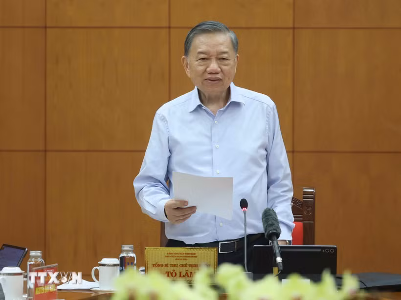 Tổng Bí thư, Chủ tịch nước Tô Lâm phát biểu chỉ đạo. (Ảnh: Thống Nhất/TTXVN)