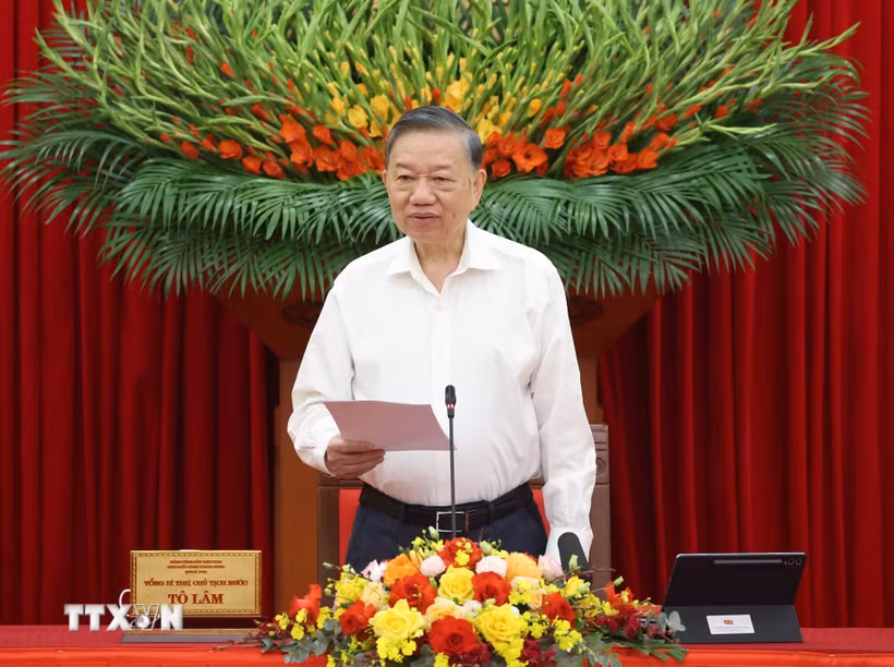Tổng Bí thư, Chủ tịch nước Tô Lâm phát biểu chỉ đạo. (Ảnh: Thống Nhất/TTXVN)