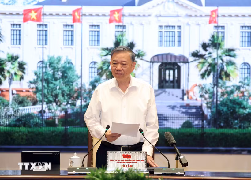 Tổng Bí thư, Chủ tịch nước Tô Lâm phát biểu chỉ đạo. (Ảnh: Thống Nhất/TTXVN)