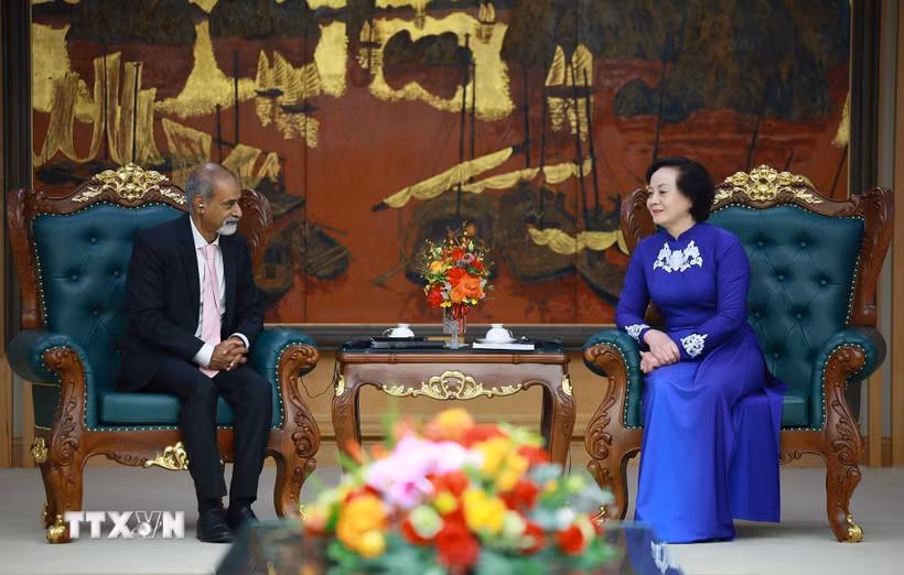 Phó Thủ tướng Phạm Thị Thanh Trà tiếp ông Sanjay Wijesekera, Giám đốc Quỹ Nhi đồng Liên hợp quốc (UNICEF) khu vực châu Á-Thái Bình Dương. (Ảnh: Dương Giang/TTXVN)