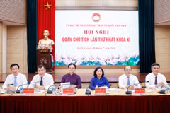 Hội nghị Đoàn Chủ tịch Trung ương Mặt trận Tổ quốc Việt Nam lần thứ Nhất khóa XI thống nhất đẩy mạnh ứng dụng công nghệ, chuyển đổi số và đổi mới phương thức vận hành nhằm nâng cao hiệu quả hoạt động. (Ảnh: Vietnam+)