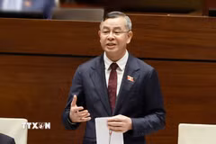 Bộ trưởng Bộ Tài chính Ngô Văn Tuấn phát biểu giải trình, làm rõ một số vấn đề đại biểu Quốc hội nêu. (Ảnh: Doãn Tấn/TTXVN)