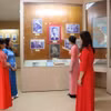 Khách tham quan và nghe thuyết minh về các hiện vật được trưng bày trong Nhà trưng bày lưu niệm Tổng Bí thư Trần Phú. (Ảnh: Hoàng Ngà/TTXVN)