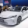 Một mẫu xe của Toyota được trưng bày tại Triển lãm ô tô Quảng Châu, Trung Quốc. (Ảnh: Kyodo/TTXVN)