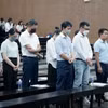 Các bị cáo tại phiên tòa ngày 9/8. (Ảnh: Kim Anh/TTXVN)