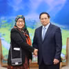 Thủ tướng Phạm Minh Chính tiếp bà Malai Halimah Malai Yussof, Đại sứ Brunei Darussalam tại Việt Nam. (Ảnh: Dương Giang/TTXVN)