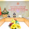 Thủ tướng Phạm Minh Chính làm việc với cán bộ chủ chốt Học viện Chính trị Quốc gia Hồ Chí Minh. (Ảnh: Dương Giang/TTXVN)
