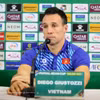 HLV Diego Giustozzi tại buổi họp báo trước trận đấu. (Nguồn: VFF)