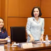 Phó Chủ tịch Quốc hội Nguyễn Thị Thanh, đại biểu Quốc hội tỉnh Ninh Bình phát biểu ý kiến. (Ảnh: Doãn Tấn/TTXVN)