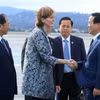Lễ đón Chủ tịch nước Võ Văn Thưởng và Phu nhân tại Sân bay quốc tế San Francisco. (Ảnh: Thống Nhất/TTXVN)