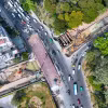 Thi công hầm chui giao lộ Trần Quốc Hoàn-Phan Thúc Duyện ở cửa ngõ Sân bay Tân Sơn Nhất. (Nguồn: báo Lao động)