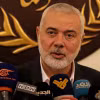 Lãnh đạo Phong trào Hồi giáo Hamas Ismail Haniyeh trong cuộc họp báo tại Beirut của Liban. (Ảnh: AFP/TTXVN)