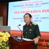 Thượng tướng Nguyễn Tân Cương phát biểu tại hội thảo. (Nguồn; báo Quân đội Nhân dân)