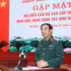 Đại tướng Phan Văn Giang, Ủy viên Bộ Chính trị, Phó Bí thư Quân ủy Trung ương, Bộ trưởng Bộ Quốc phòng phát biểu. (Ảnh: Trọng Đức/TTXVN)