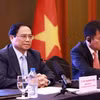 Thủ tướng Phạm Minh Chính phát biểu tại cuộc gặp gỡ những người bạn Hàn Quốc. (Ảnh: Dương Giang/TTXVN)
