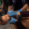 Em nhỏ uống vaccine phòng bại liệt tại Deir al-Balah, Dải Gaza, ngày 1/9/2024. (Ảnh: THX/TTXVN)