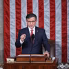 Chủ tịch Hạ viện Mỹ Mike Johnson phát biểu trước Quốc hội ở Washington, DC ngày 25/10/2023. (Nguồn: AFP/TTXVN) 