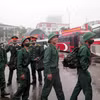 Thanh niên thành phố Thái Nguyên lên đường nhập ngũ. (Ảnh: Quân Trang/TTXVN)