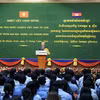 Chủ tịch nước Tô Lâm phát biểu tại Đại học Hoàng gia Phnom Penh. (Ảnh: Nhan Sáng/TTXVN)