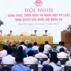 Thủ tướng Phạm Minh Chính chủ trì Hội nghị quán triệt, triển khai thi hành một số Luật, Nghị quyết của Quốc hội khóa 15. (Ảnh: Dương Giang/TTXVN)