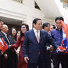 Thủ tướng Phạm Minh Chính và Phu nhân gặp gỡ cán bộ, nhân viên các cơ quan đại diện và cộng đồng người Việt Nam tại Australia. (Ảnh: Dương Giang/TTXVN)