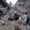 Cảnh đổ nát sau cuộc không kích của Israel xuống thành phố Rafah ở Dải Gaza ngày 22/2/2024. (Ảnh: THX/TTXVN)