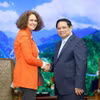 Thủ tướng Phạm Minh Chính tiếp bà Carolyn Turk, Giám đốc quốc gia Ngân hàng Thế giới (WB) tại Việt Nam đến chào từ biệt. (Ảnh: Dương Giang/TTXVN)