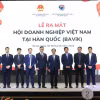 Bộ trưởng Ngoại giao Bùi Thanh Sơn chụp ảnh lưu niệm với các thành viên Ban chấp hành BAViK. (Ảnh: Đức Thắng/TTXVN)