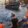 Hiện trường vụ va chạm giữa tàu cá TTH 92189 TS và tàu hàng Khánh Minh-19 tại khu vực cửa biển Thuận An, thành phố Huế, tỉnh Thừa Thiên-Huế. (Nguồn: TTXVN phát)