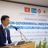 Ông Trần Văn Mạnh, Phó Chủ tịch thường trực VFUA, Phó Chủ tịch Liên hiệp UNESCO châu Á-Thái Bình Dương phát biểu tại sự kiện. (Ảnh: Xuân Giao/TTXVN)