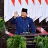 Tổng thống Prabowo Subianto phát biểu tại lễ nhậm chức ngày 20/10. (Ảnh: TTXVN phát)