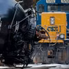Toa tàu chở hóa chất của hãng vận tải CSX bị lật. (Ảnh: EPA)